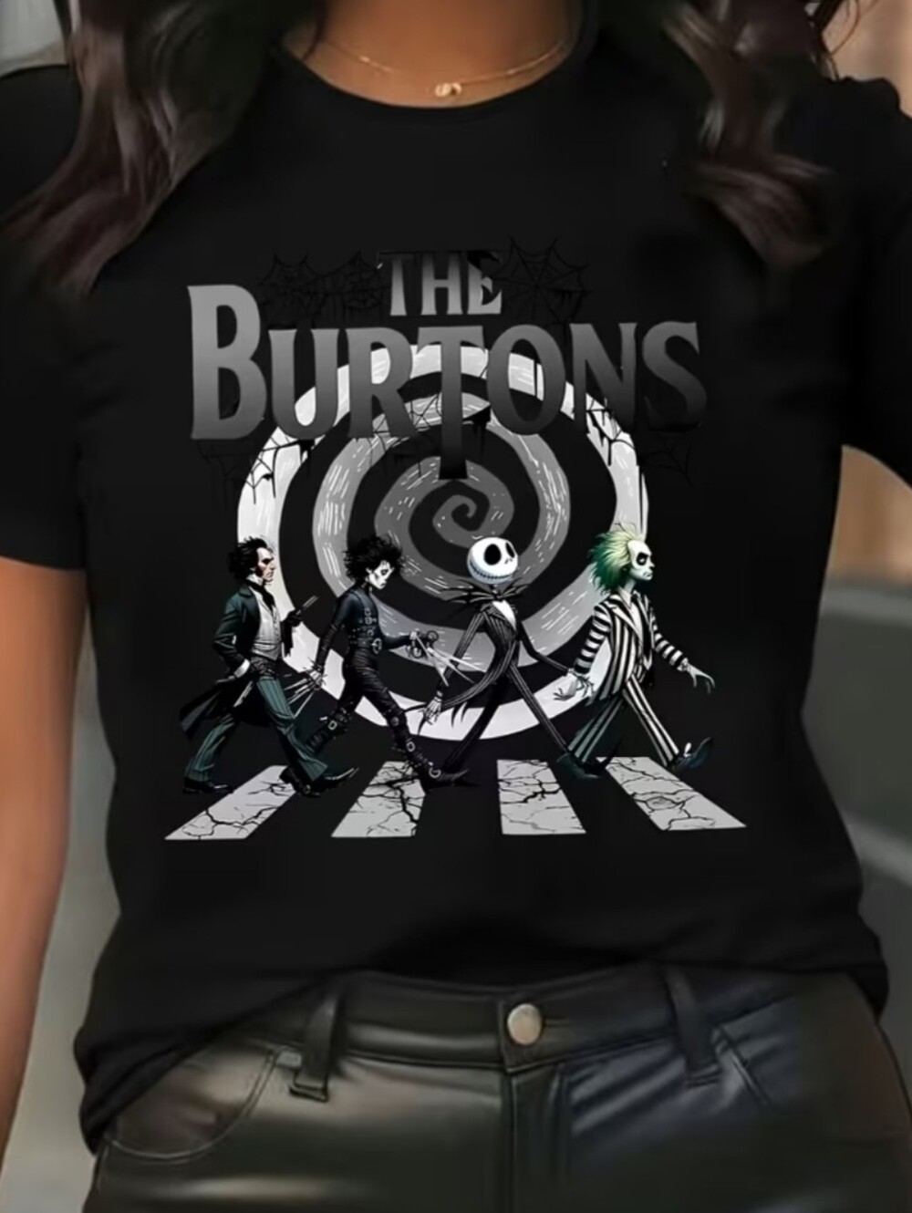 Burton Black Graphic Tee with Monochrome Character Design